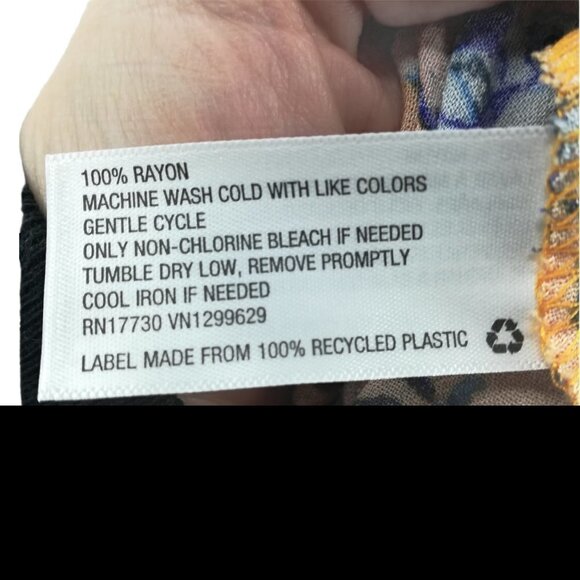 Xhiliration Floral Boho Dress Size S Keyhole Shift Trapeze Yellow Fall A-Line - Picture 12 of 12